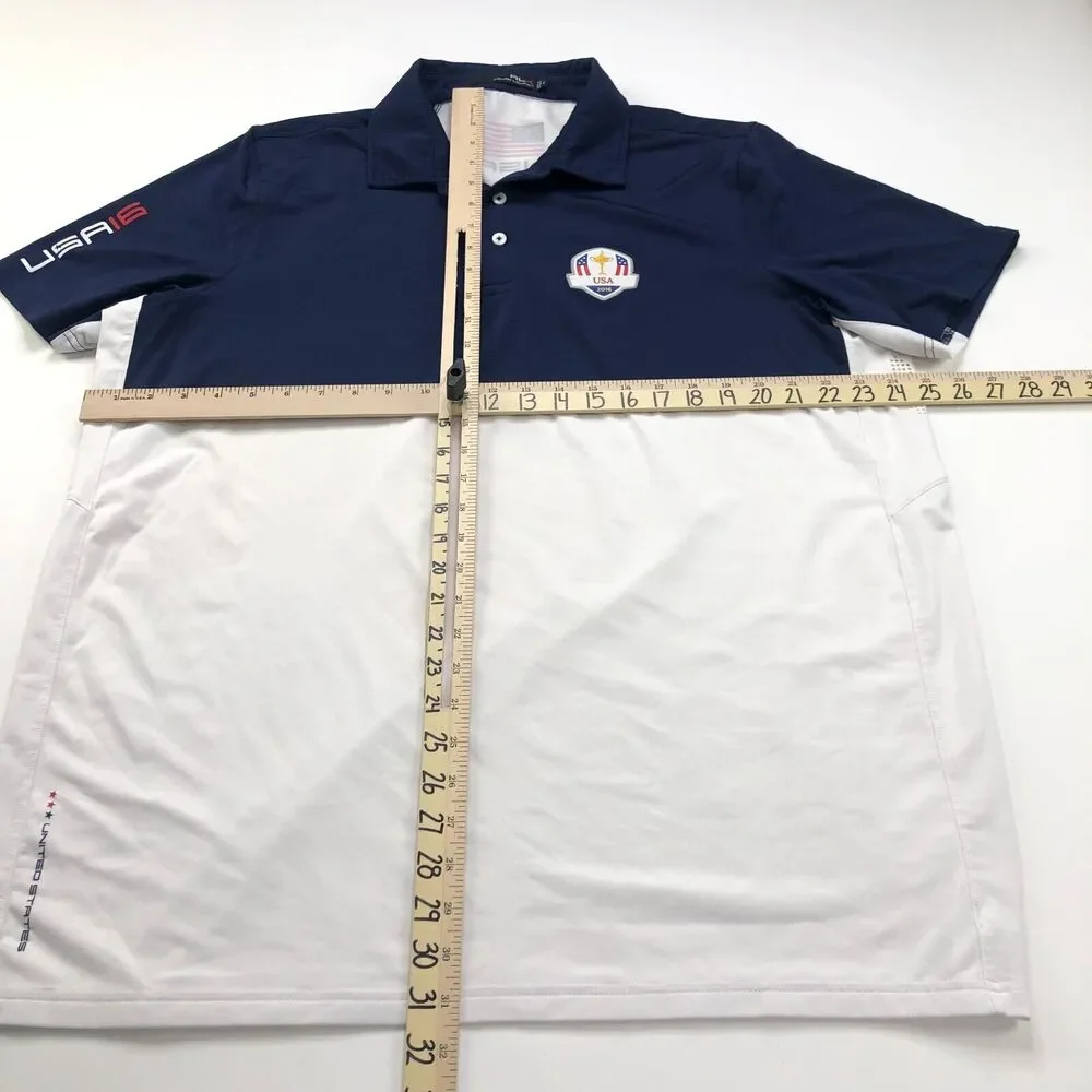 RLX Ralph Lauren XL USA 2016 Golf SS Stretch Button Polo Solid Shirt